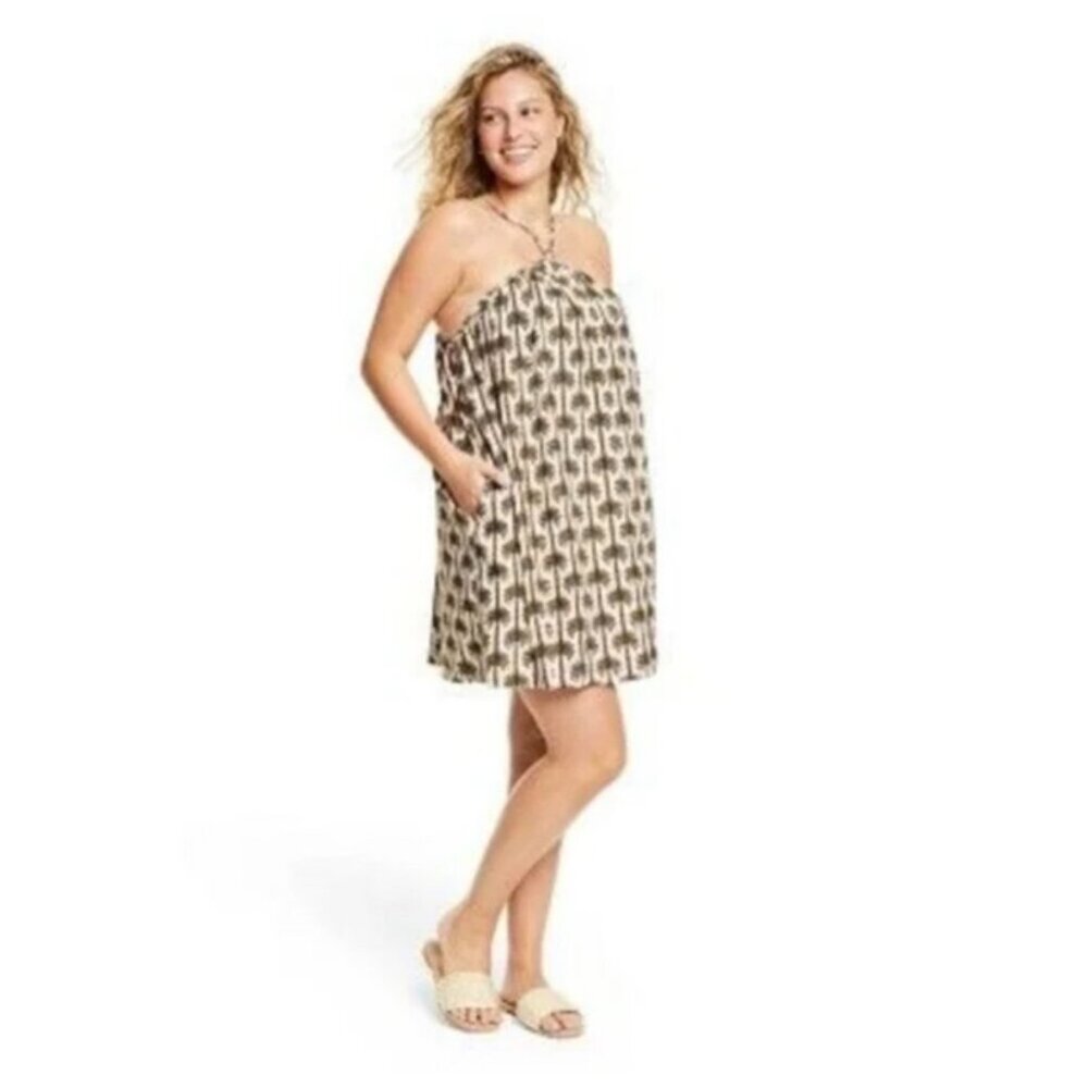 AGUABENDITA Palm Tree Print Sun Dress Size Medium NEW NWOT